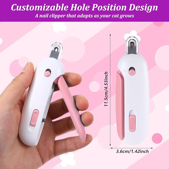 Safe Cat Nail Clippers – Anti-Splash Claw Trimmer with Adjustable Hole & Hidden Nail File, No-Stress Toenail Cutter for Kittens, Indoor Cats & Small Pets, Prevents Over-Cutting