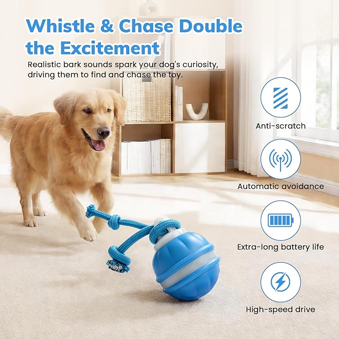 Dog Toys, Interactive Dog Toys, Automatic Interactive Dog Ball, 3 Modes Motion Activated Dog Balls for Medium Large Dogs, Type-C Rechargeable & Bite-Resistant, Keep Pets Busy for Small Large Breeds