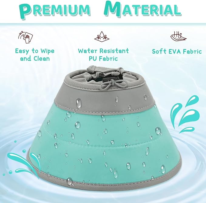 Cat Cone Collar Soft to Stop Licking, Adjustable, Foldable Lightweight Kitten Cones After Surgery Recovery for Cats & Kittens, Cat Cone Alternative, Easy Eating (Solid Green, S)