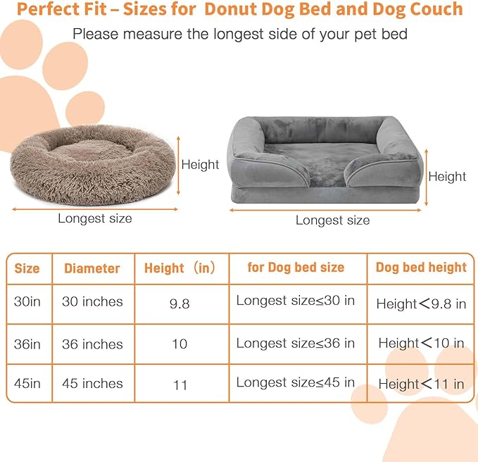 Dog Bed Covers Replacement Washable Waterproof Round Bed Protector for Donut Bed & Dog Couch, Gray 30 Inch