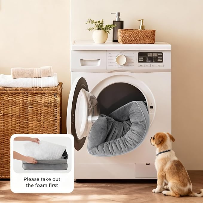 Orthopedic Dog Bed for Medium Dogs- Memory Foam Pet Bed with Cooling Support, Calming Washable Dog Bed with Soft Bolster, Removable Machine Washable Cover, Non-Slip Bottom with My Home Label