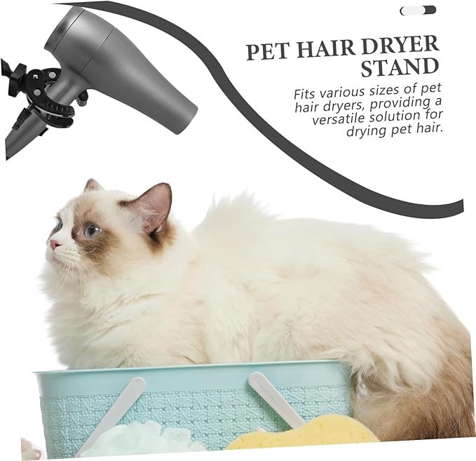 LIFKOME Dog Hair Dryer Bracket with 360 Rotating Clamp Hands-Free Holder Adjustable Floor Stand for Pet Grooming Table Home and Salon Use