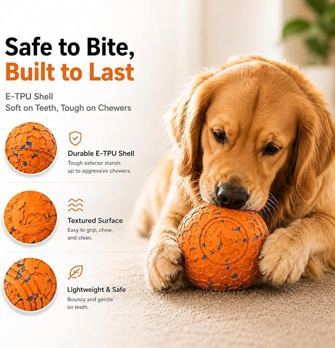 Interactive Dog Ball for Medium & Large Dogs, Automatic Moving Dog Toy with Motion Activation, USB Rechargeable Self Rolling Ball for Boredom Relief, Indoor Exercise & Independent Play
