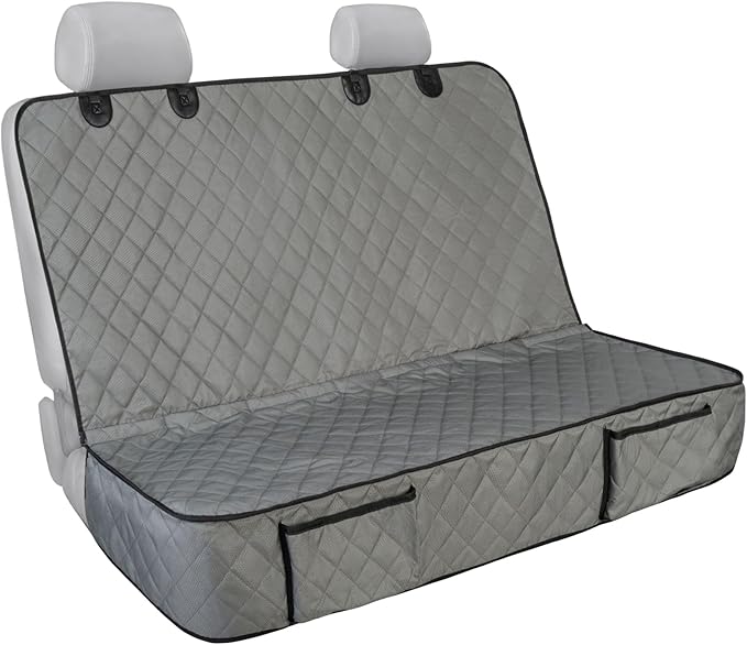 Dog Car Seat Cover for Back Seat, Waterproof and Non-Slip, Heavy-Duty Pet Seat Protector with Full Protection for Rear Bench on Cars SUVs Small Trucks (Grey, Standard Back)