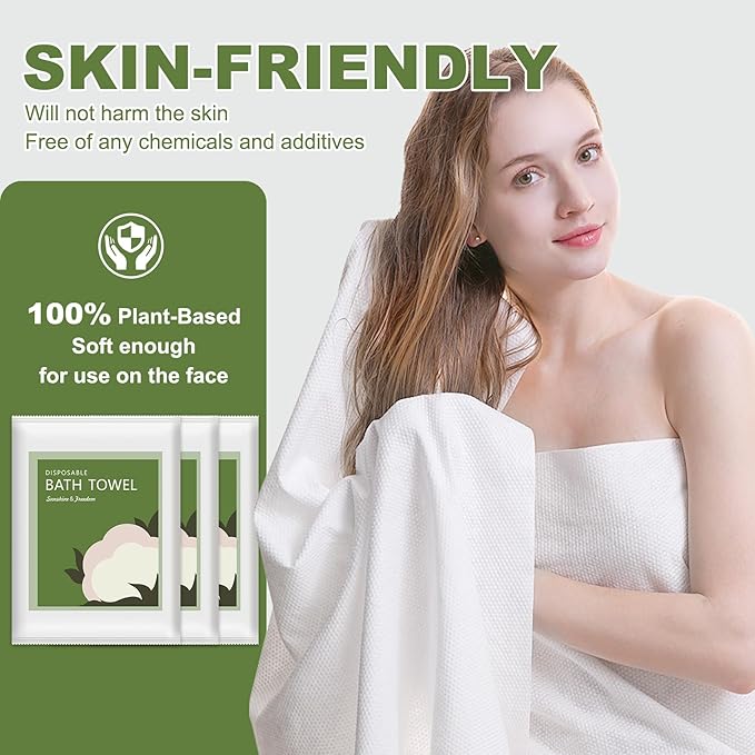 Disposable Bath Towels, 55" x 27.5" Ultra Soft, Quick Dry Disposable Body Towels, Portable Travel Towel for Hotel Camping Beach Swimming Gym Sauna Spa, Personal Care Pet Towels (5pcs)