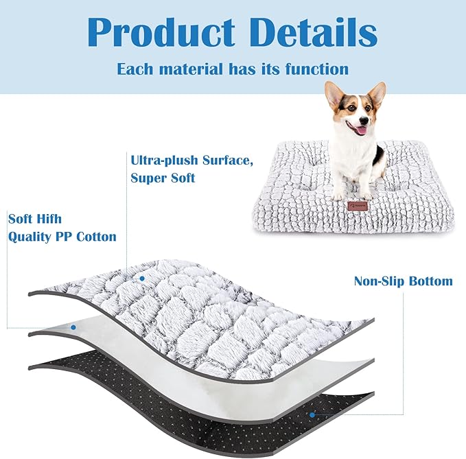 Dog Bed Crate Pad Plush Dog Crate Mat for Small Medium Large Dogs Soft Dog Bed Anti Slip Fulffy Comfy Kennel Pad
