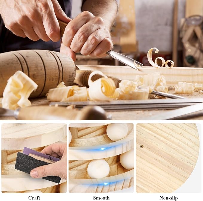 2-in-1 Wooden cat Toy Tower with Spring cat Toy Stick, Indoor Interactive Track Ball for Kittens+Bell Toy - Puzzle Solving, Exercise and Play