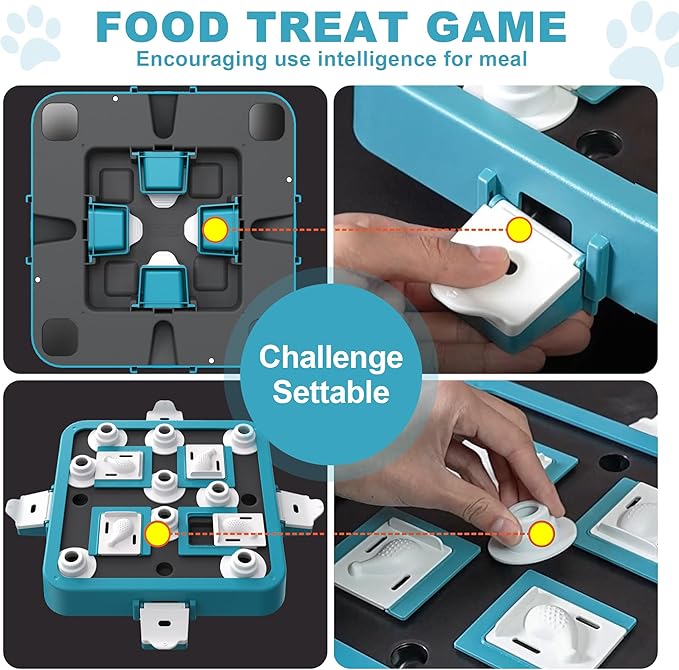 Aluckmao Dog Puzzle Toy, Adjustable Difficulty Levels Beginner to Advanced, Large Size, Brain Stimulation Mental Enrichment, Food Treat Game (Green)