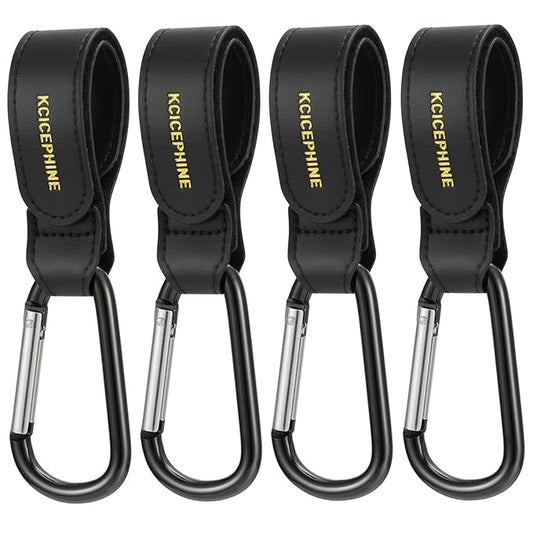4Pack Universal Baby Stroller Hooks Clips for Hanging Bags and Shopping,Convenient Stroller Straps Accessories Perfect for Uppababy, Babyzen Yoyo, Britax, Bugaboo, Bob, Buggy, Shopping Cart（Black）