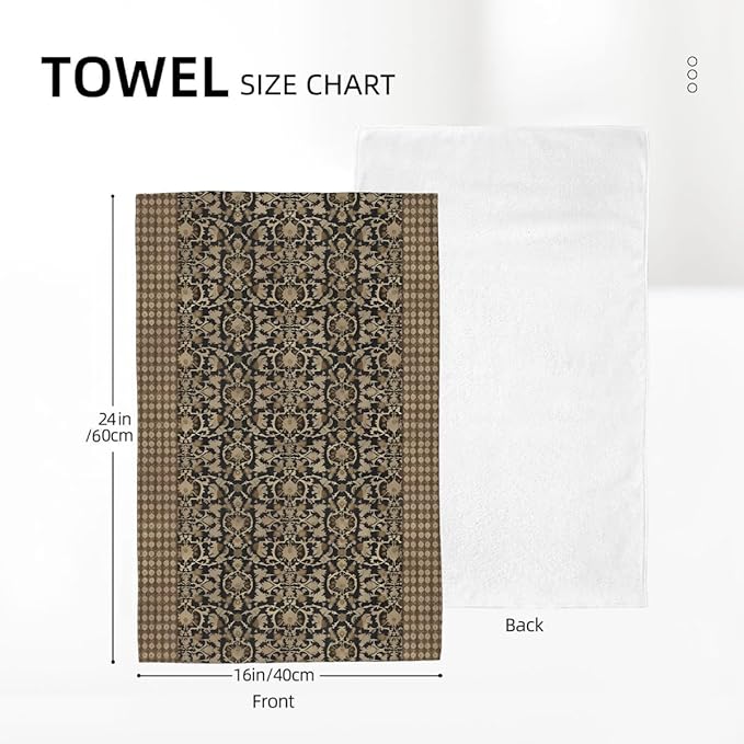 Brown Antique Block Print Kitchen Towels Vintage Floral Dish Towel 16×24 Inch Soft Absorbent Turkish Flowers Hand Cloths for Kitchen Drying Decore Set of 2