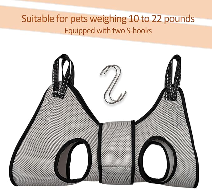 Dog Grooming Arm with Pet Grooming Hammock, 36” Dog Grooming Table Arm Height Adjustable Two No Sit Haunch Holder Three Section Design Suitable for Medium, Small Dogs, and Cats
