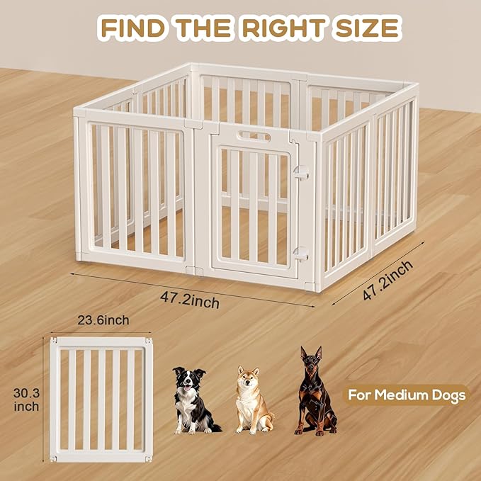 Dog Playpen, Clear Dog Pen, Dog Pen Indoor, Easy to Install and Remove Dog Play Pen, Puppy Playpen Suitable for Dogs, Cats,Dog Playpen Indoor (White, 30.3 inch Height, 8 Panels)