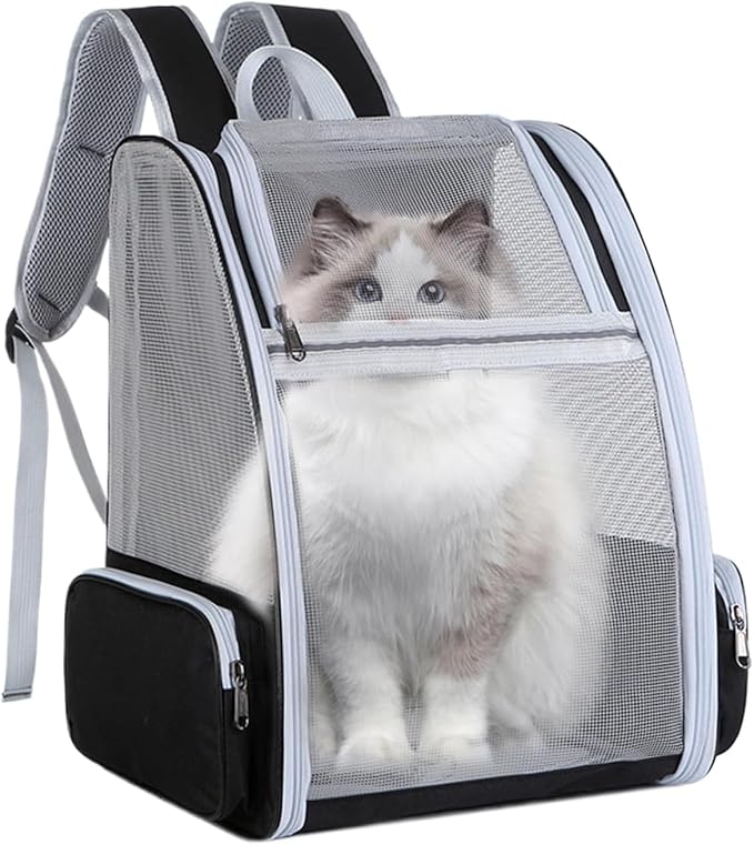 Ventilated Cats Dogs Rabbits Carrier Backpack for Small Pets and Puppies – Perfect for Outdoor Adventures and Vet Visits, Ultimate Comfort On-The-Go (Black)