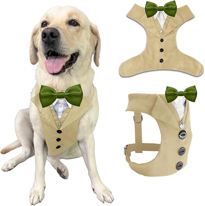 AVERYDAY Dog Tuxedo for Wedding Outfit, Dog Suit and Tie Costumes for Birthday, Halloween, Cosplay, Christmas Party, Pet Formal Wear with Bowtie, Tux for Medium Large Dogs, Bulldog, Labrador, Husky