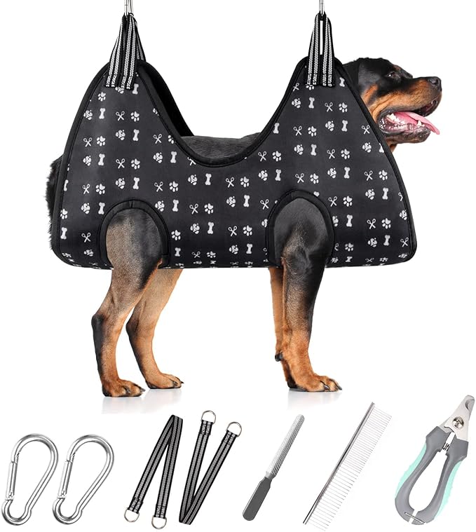 Ateson Pet Dog Grooming Hammock Harness for Nail Trimming (XXL 120lb), Dog Sling for Easy Clipping with Nail Clippers and File