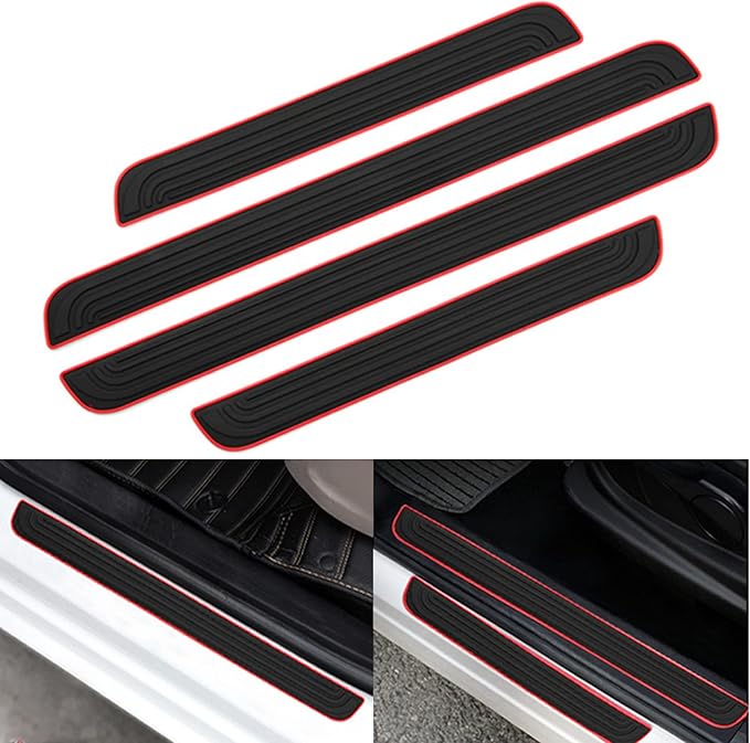 Door Sill Plate Protectors for Car - Universal Door Entry Guards Sill Scuff Cover Panel Step Protector, Welcome Pedal Protector Cover 4pcs/Set