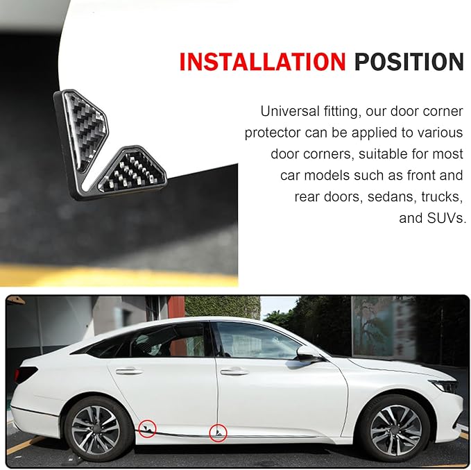 2 PCS Car Door Corner Protector Edge Guards, Anti-collision Stickers, Carbon Fiber Pattern Thickened PVC Soft Rubber Front Door Anti-scratch Protective Corner, Suitable for Most Cars (Black)