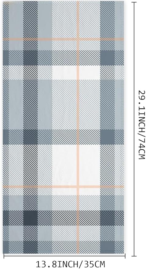 2 PCS Blue and White Buffalo Plaid Stripes Hand Towels Soft Microfiber Blue Checkered Hand Towel for Bathroom Kitchen Yoga Gym Decorative Towels 13.8"X29.1"