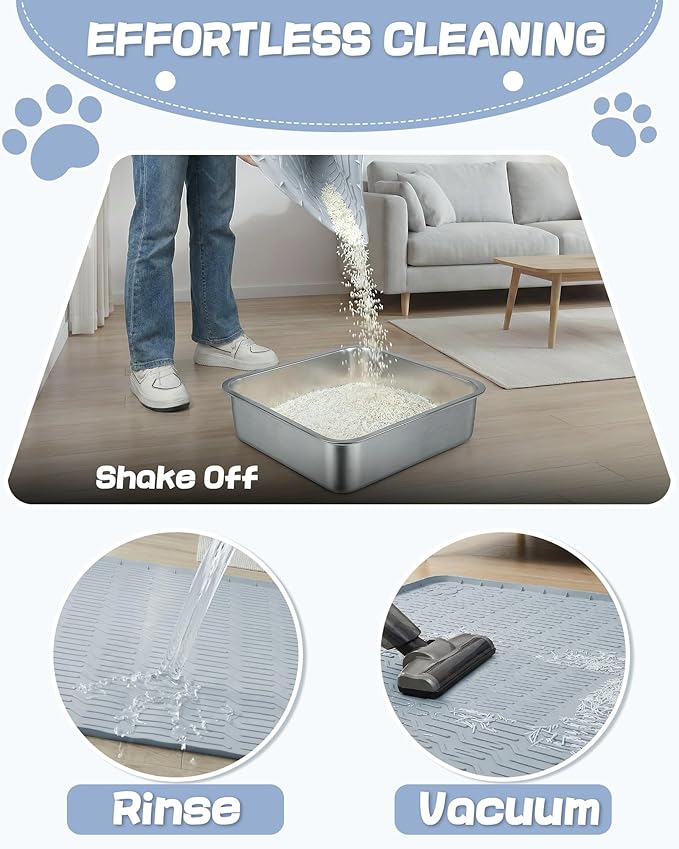 ANWA Waterproof Cat Litter Rug, 40" x 28" Extra Large Silicone Cat Litter Mat Litter Trapping Mat, Fits Automatic Litter Box Robot, Heavy-Duty, Easy to Clean