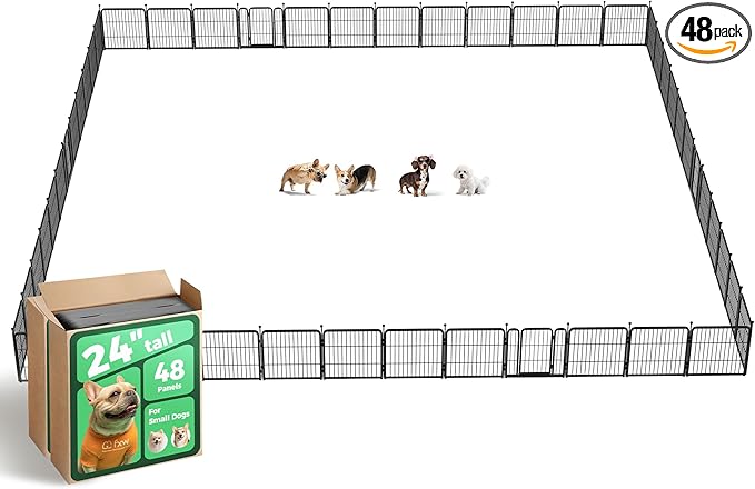 FXW Rollick Unleashed Dog Playpen for Indoor, Yard, RV Camping, 24 inch 48 Panels for Small and Puppy Dogs, Black│Patented