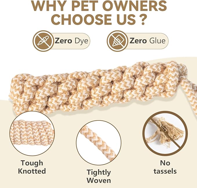 Dog Chew Toys for Aggressive Chewers, Rope Toys for Large Dogs with Dental Benefits, Durable Training Chew Rope, L Size