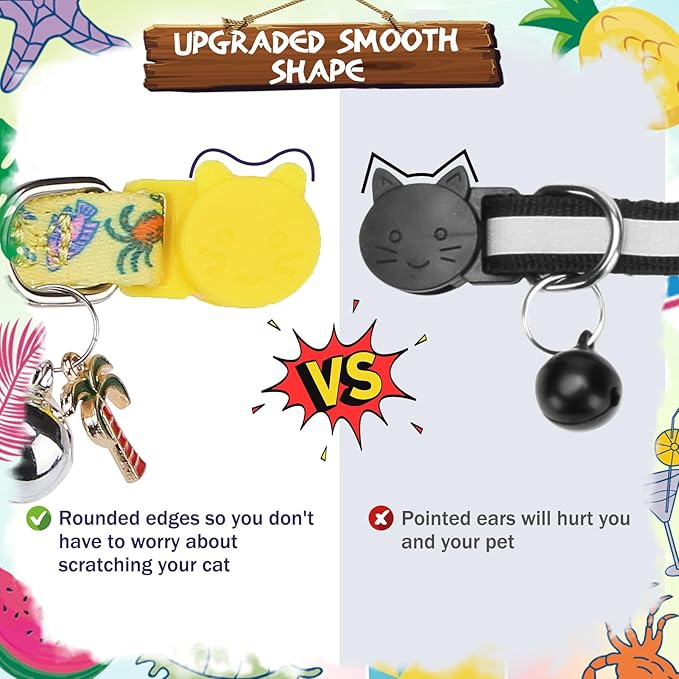 PUPTECK Cat Collar Breakaway with Bells, Kitten Collar Outfit Adjustable for Girl Boy Small Pet Puppy Bunny, Cute Costume Accessory with Safety Release Buckle (Bowtie-Summer)
