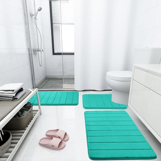 Buganda Memory Foam Bath Mat, 55" x 24", Ultra Soft and Non-Slip Bathroom Rugs, Water Absorbent and Machine Washable Bath Rug Runner for Bathroom, Shower, and Tub, Teal