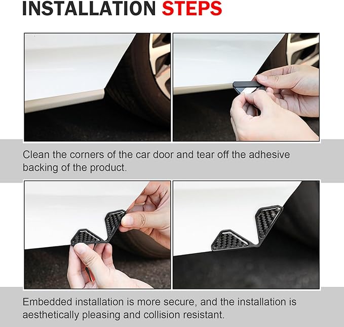 2 PCS Car Door Corner Protector Edge Guards, Anti-collision Stickers, Carbon Fiber Pattern Thickened PVC Soft Rubber Front Door Anti-scratch Protective Corner, Suitable for Most Cars (Black)