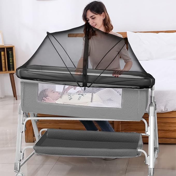 DUOMI Bassinet Cover with Two-Way Zipper,Portable Bassinet Mosquito Net Cover for Cats to Keep Pets Out(Black)
