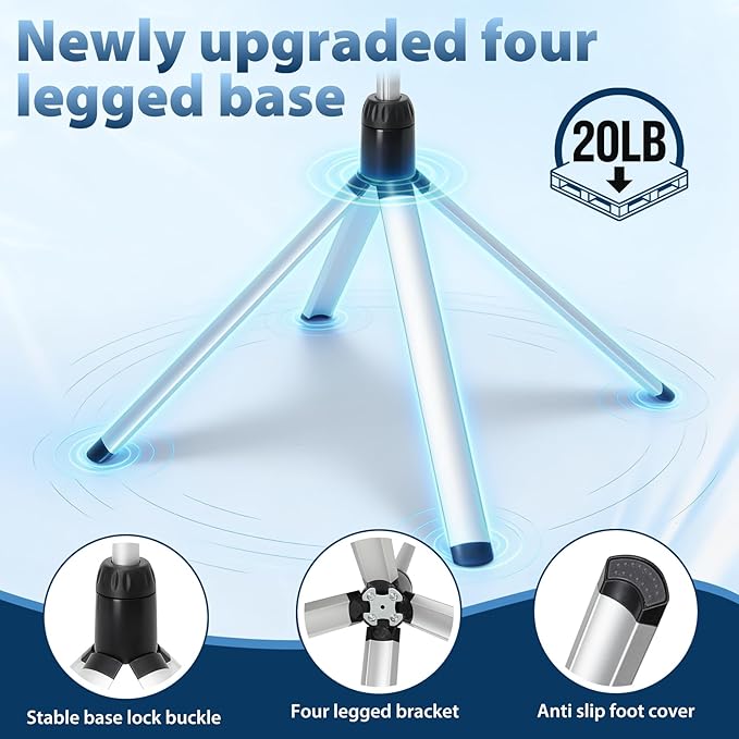 Hair Dryer Stand, 29-59 Inch Adjustable Hair Dryer Holder, 360 Degree Rotating Lazy Hair Dryer Stand Hand Free for Bathroom, Vanity, Makeup Room, matte black