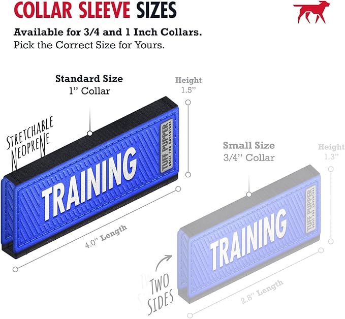 Tuff Pupper 2-Pack Waterproof Collar Sleeves | Fits Any 1 Inch Wide Dog Collar | Dual Sided Message | Durable Silicone & Neoprene | Odor & Stink Proof | Easy Slide On & Off (in Training, Standard)