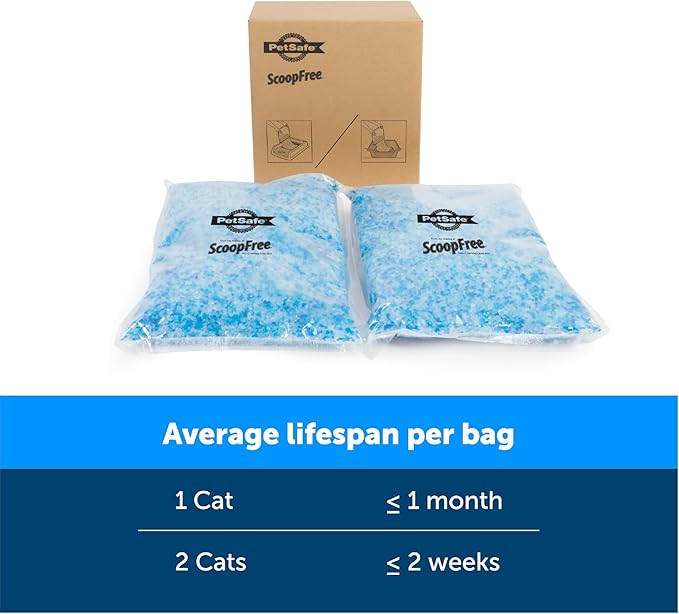 PetSafe ScoopFree Premium Crystal Cat Litter - Outperforms Clay Litter - Less Tracking, Dust for A Fresh Home - Non-Clumping - Two 4.3 lb Bags of Litter (8.6 lb Total) - Original Blue