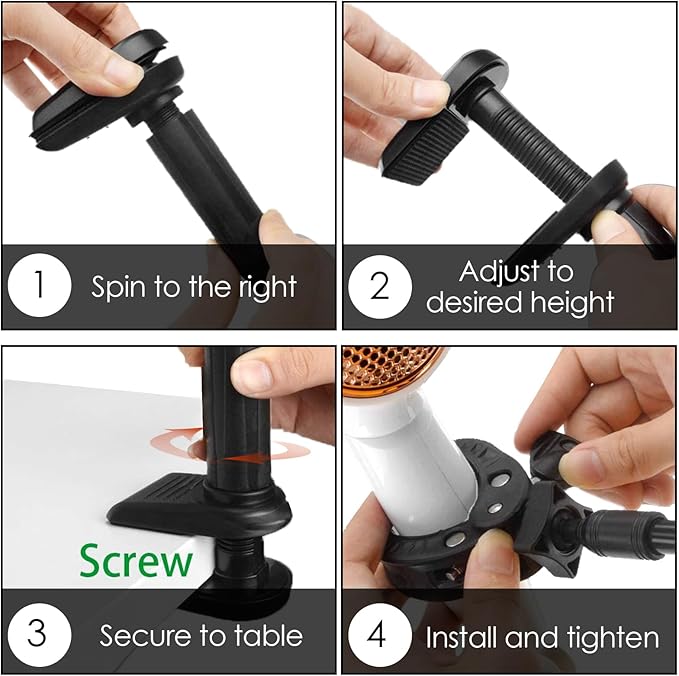 Linkidea Hair Dryer Stand, 360 Degree Rotating Blow Dryer Holder Hands-Free, Gooseneck Bracket with Clamp Mount for Dog Cat Grooming Home Salon