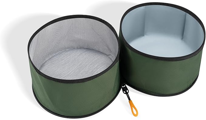 OllyDog Superbowl | Collapsible Dog Travel Bowl | 2-Compartment Food & Water | Foldable Portable Dog Dish | Hiking Camping Backpacking | Small Medium Large Dogs (Winter Moss)