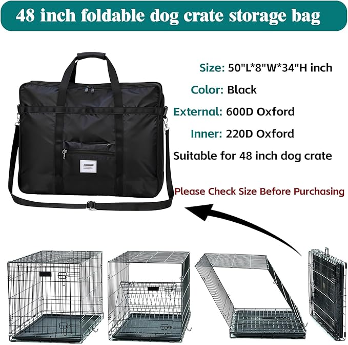 Dog Crate Storage Bag, 48 Inch Heavy Duty Waterproof Carrying Bag with Handles for Foldable Wire Crates & Pet Supplies