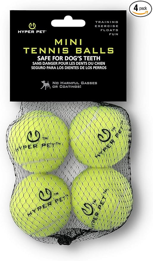 Hyper Pet MINI Tennis Balls for Dogs, Safe Dog Ball for Exercise & Training, Interactive Toys work with Hyper Pet K9 Kannon MINI Launcher - 4 Pack Green