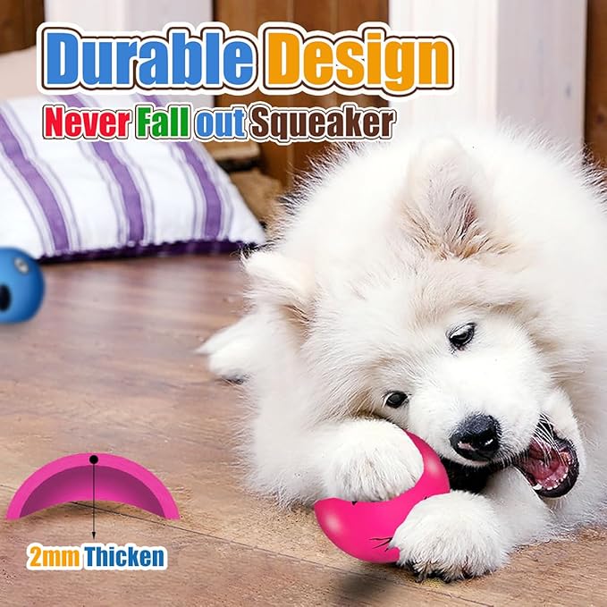 HOLYSTEED Latex Squeaky Dog Balls for Medium Breeds, 6-Pack Emoji Squeaky Dog Toys - 2.5-Inch Rubber Bouncy Fetch Toys, Assorted Colors for Indoor Outdoor Puppy Play
