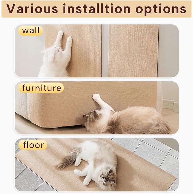 KEYIDE Couch Cat Scratch Protector 79 x 16 Cat Scratcher Wall Climbing from Cat Claws for DlY Tower Post Cat Tree (Grey)