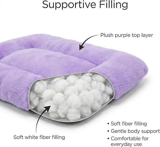 Dog Crate Bed 18x12 for Small Dogs,Washable Puppy Crate Mat with Non Slip Bottom,Soft Dog Crate Pad,Purple