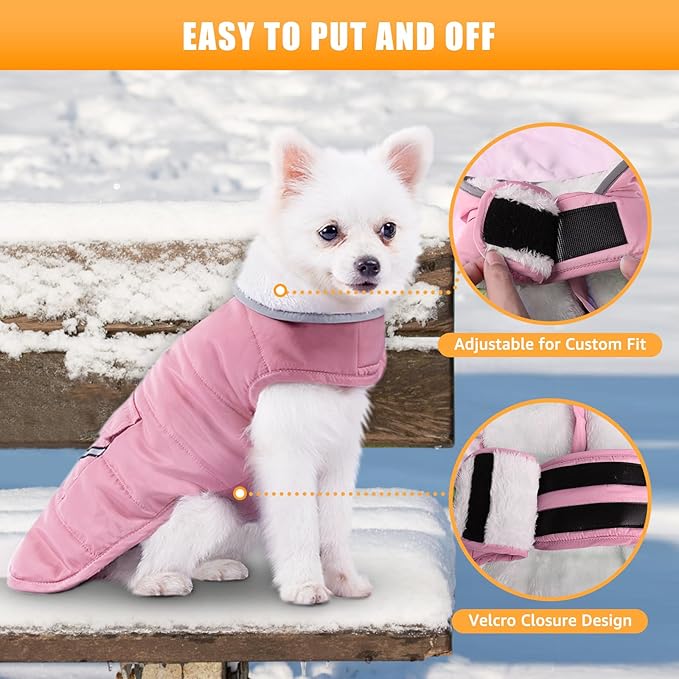 Dog Winter Coats with Fleece Vest,Waterproof Warm Dog Snow Jacket Windproof, Reflective Adjustable Pet Dogs Cold Winter Coat for Dogs Girl Boy