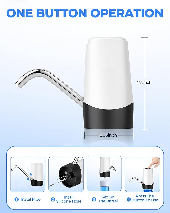 Water Dispenser Pump, USB Charging Automatic Drinking Water Pump for Mini Water Jug Dispenser Portable, Ideal for Home Kitchen Living Room Office Camping