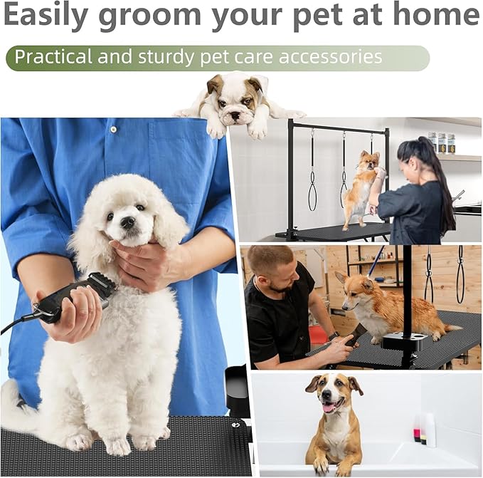47"Professional Dog Pet Grooming Table Adjustable Heavy Duty Portable w/Arm & Noose & Mesh Tray (46", Black)