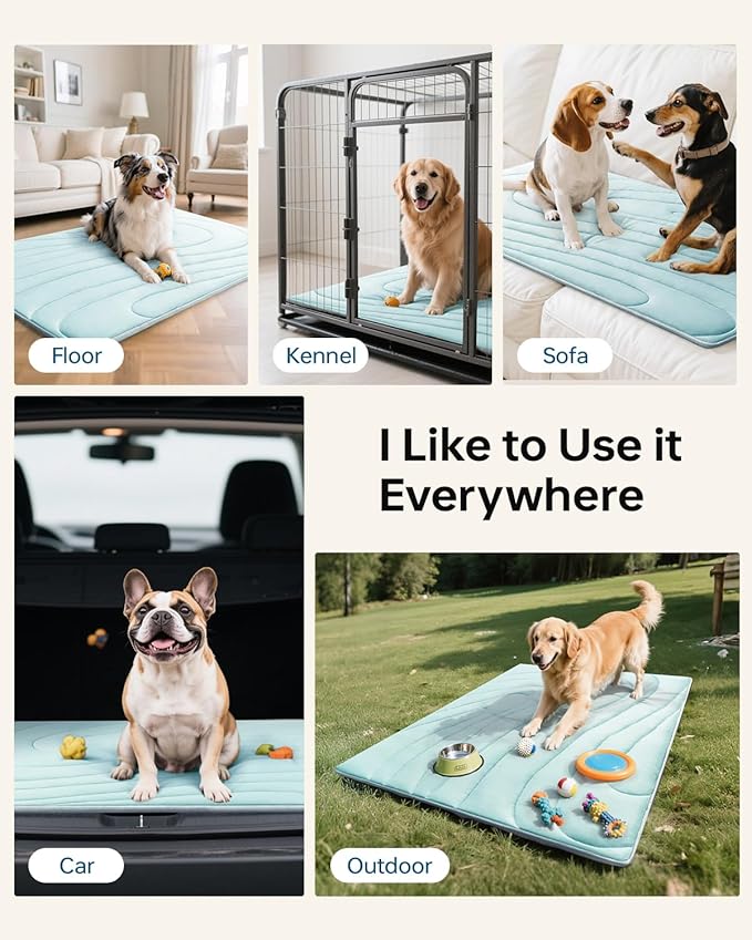 Cooling Mat for Dogs, 59"x40" Self-Cooling Pet Bed - Advanced Arc-Chill Technology 3.0 (QMAX>0.5) for Instant Cool, Non-Slip Washable Floor Mat for XL-Large Dogs, Indoor Outdoor Use - Blue