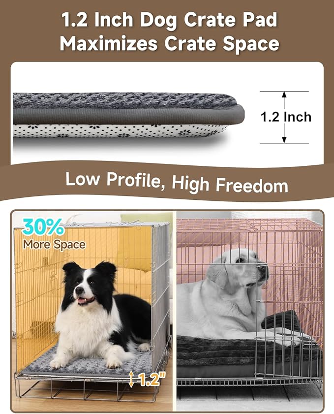 XXL Dog Bed for Crate High Resilience Foam Crate Pad Mat for Large Dogs Washable Anti-Slip,47" x 29",Dark Gray