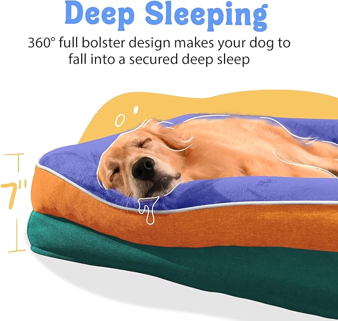 Chez Paw Orthopedic Extra Large Dog Bed - XXL Washable Giant Pet Couch Sofa with Removable Cover Waterproof Bolster for Large Size Dogs, 45x35