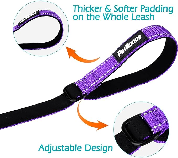 PetBonus Dog Leash Wrist Strap, Safety Strap for Retractable Leash, Lockable Reflective Short Dog Walking Lead with Adjustable Soft Padded Handle, Extra Layer Security for Pet Stroller (Purple)