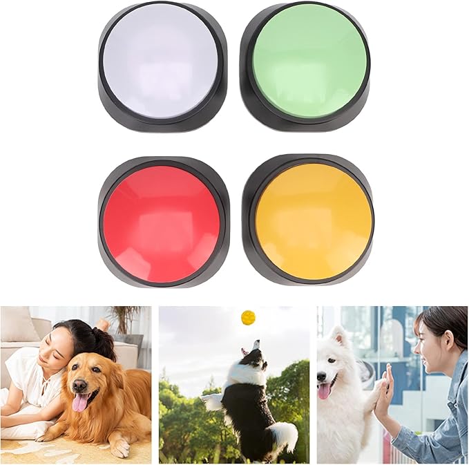 Dog Buttons for Communication, 4PCS Assorted Colors 30s Recording Voice Recording Buttons Pet Training Buzzer for Cat Pet Training