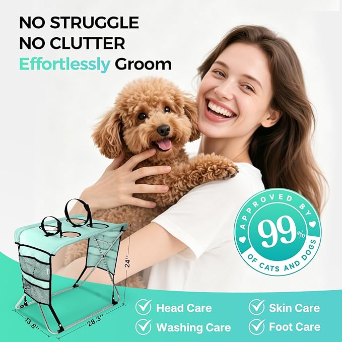 Pet Grooming Hammock with Stand, Foldable Design, Holds Up to 165 Lbs, Joint Protection for Dogs, Restraint Tool for Small & Medium Pets, Ideal for Home and Salon Daily Grooming