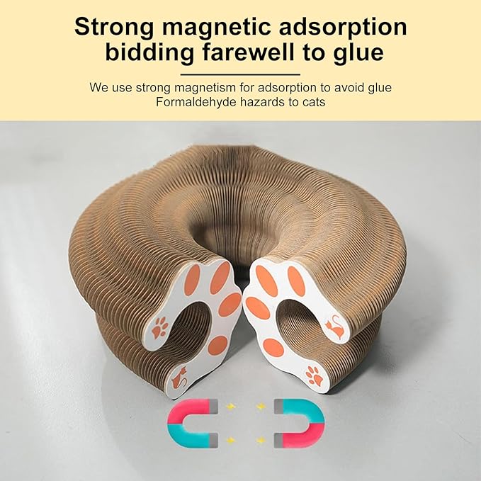 Kitty Curls Cat Toy,Magic Organ Cat Toy,Cat Scratcher for Grinding Claw Cardboard Cat Toys,Interactive Scratch Pad with Toy Ball-1pc