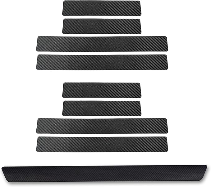 Door Sill Plate Protectors for Car - Rear Bumper Protector Guard, Universal Door Entry Guards Sill Scuff Cover Panel Step Protector, Trunk Door Entry Guards, Carbon Fiber, 9pcs/Set